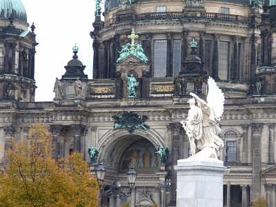 Berlin Cathedral  In 1975 reconstruction started, simplifying the building's original design and demolishing the northern wing, the 'Denkmalskirche' – Memorial Church. In 1980 the baptistery and wedding church was reopened for services. The restoration of the nave was begun in 1984. On 6 June 1993 the nave was reinaugurated in an event attended by Federal Chancellor Helmut Kohl and televised nationwide in Germany.