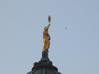 Statue on tower of French Dome in Gendarmenmarkt  Other side