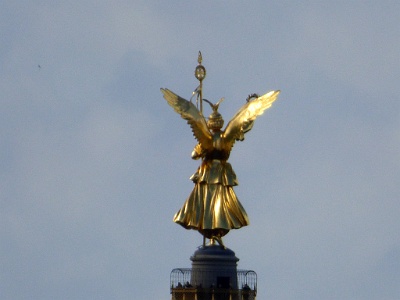 Victory Column  The Victory Column (German: About this sound Siegessäule (help·info), from Sieg ‘victory’ + Säule ‘column’) is a monument in Berlin, Germany. Designed by Heinrich Strack, after 1864 to commemorate the Prussian victory in the Danish-Prussian War, by the time it was inaugurated on 2 September 1873, Prussia had also defeated Austria and its German allies in the Austro-Prussian War (1866) and France in the Franco-Prussian War (1870–71), giving the statue a new purpose. Different from the original plans, these later victories in the so-called unification wars inspired the addition of the bronze sculpture of Victoria, 8.3 metres (27 ft) high and weighing 35 tonnes, designed by Friedrich Drake. Berliners have given the statue the nickname Goldelse, meaning something like "Golden Lizzy".