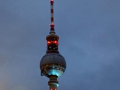 Fernsehturm  The Fernsehturm (English: Television Tower) is a television tower in central Berlin, Germany.  Close to Alexanderplatz in Berlin-Mitte, the tower was constructed between 1965 and 1969 by the government of the German Democratic Republic (GDR). It was intended as both a symbol of communist power and of Berlin. It remains the latter today, as it is easily visible throughout the central and some suburban districts of Berlin.[1] With its height of 368 metres (including antenna) it is the tallest structure in Germany, and the second tallest structure in the European Union. Of three tallest structures in Europe, it is 0.5m shorter than the Riga Radio and TV Tower, and 8m taller than the Trbovlje Power Station in 2017.