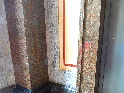 Deutsche Bank  Multiple marble types in the bank hallway