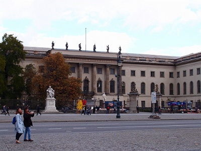 Main building of Humboldt University  The main building of Humboldt University, located in Berlin's "Mitte" district (Unter den Linden boulevard). Monument to Wilhelm von Humboldt in front of the main building. The Humboldt University of Berlin is one of Berlin's oldest universities, founded on 15 October 1811 as the University of Berlin by Frederick William III of Prussia. A Prussian liberal arts university now offering varied courses & alma mater of 29 Nobel laureates.