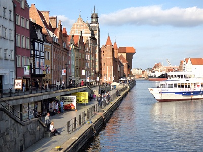 Gdansk waterfront on the  river Motława