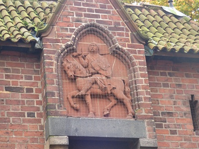 Malbork Castle  A bas--relief of a Grand Master located above the gate of the High Castle