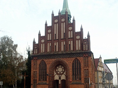 St.Peter and Paul's Church  When the Swedish Szczecin was besieged by the Brandenburg army in 1677, the church was badly damaged. During the restoration, completed as late as in 1702, the destroyed Gothic vault was replaced by a wooden ceiling, ornamented with paintings by Philip Ernst Eichner.